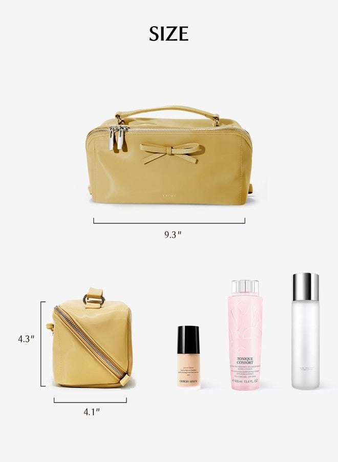 EACHY Makeup Bag, Large Capacity Cosmetic Bags for Women, Waterproof Pearl-Sheen PU Toiletry Bag with Flat-Open Design and Makeup Brush Organizer - Image 5